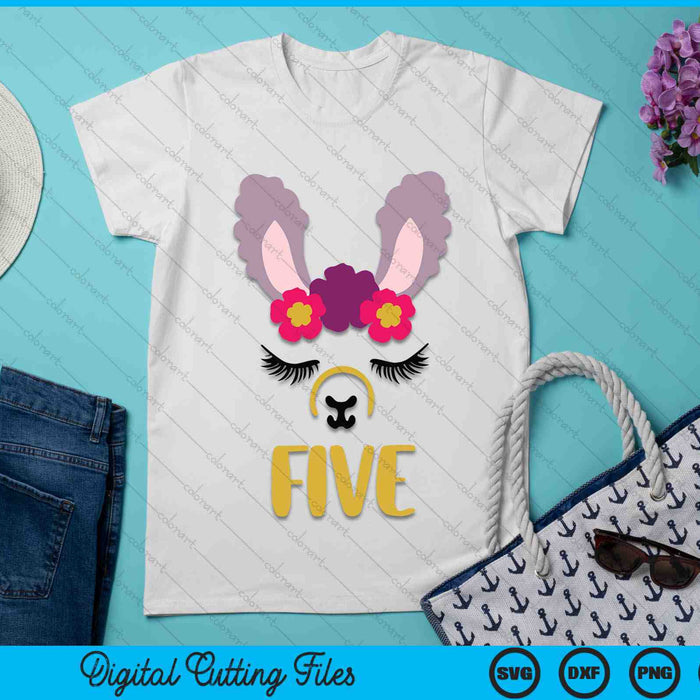 Kids 5 Years Old Five Funny Llama SVG PNG Digital Cutting Files Kids 5 Years Old Five Funny Llama SVG PNG Digital Cutting Files