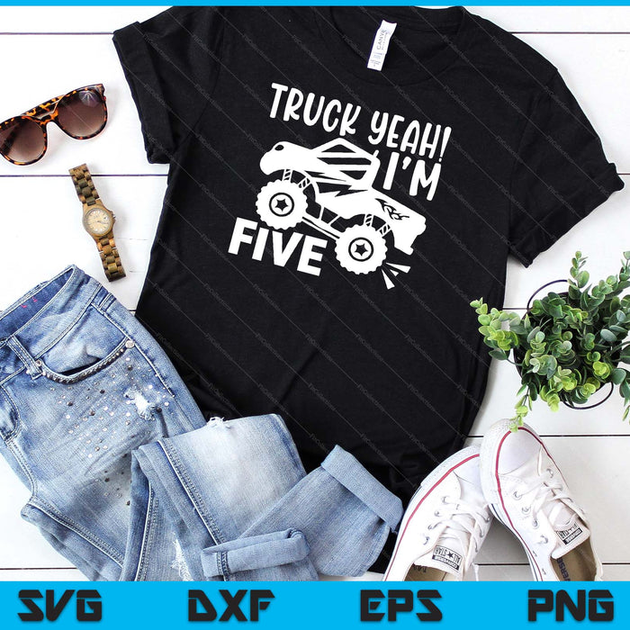 Kids 5th Birthday Gift Truck Yeah I'm Five Joke Family SVG PNG Digital Printable Files Kids 5th Birthday Gift Truck Yeah I'm Five Joke Family SVG PNG Digital Printable Files