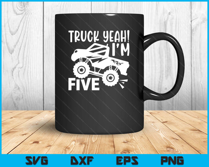 Kids 5th Birthday Gift Truck Yeah I'm Five Joke Family SVG PNG Digital Printable Files Kids 5th Birthday Gift Truck Yeah I'm Five Joke Family SVG PNG Digital Printable Files