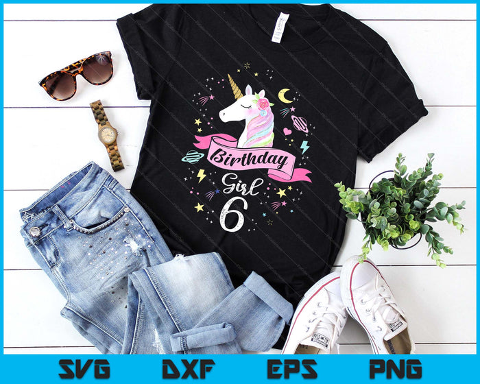 Kids 6 Year Old Girl Birthday Unicorn Shirt 6th Birthday SVG PNG Digital Printable Files Kids 6 Year Old Girl Birthday Unicorn Shirt 6th Birthday SVG PNG Digital Printable Files
