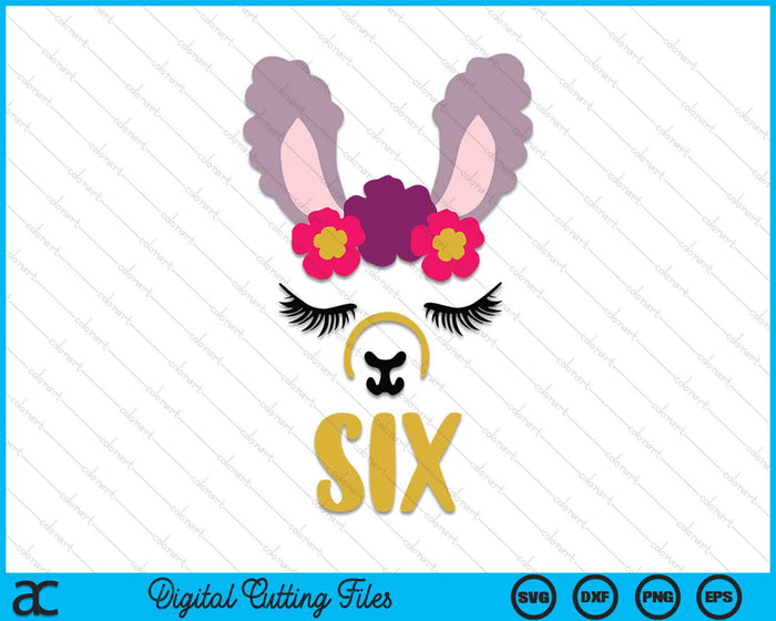 Kids 6 Years Old Six Funny Llama SVG PNG Digital Cutting Files Kids 6 Years Old Six Funny Llama SVG PNG Digital Cutting Files