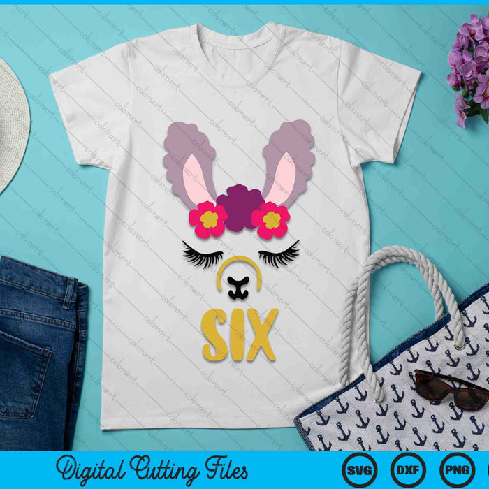 Kids 6 Years Old Six Funny Llama SVG PNG Digital Cutting Files Kids 6 Years Old Six Funny Llama SVG PNG Digital Cutting Files