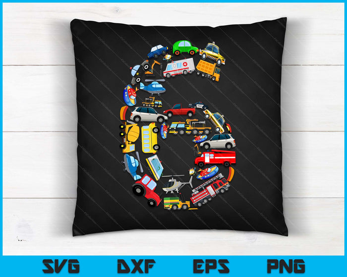 Kids 6th Birthday For Boys Cars Vehicles Fire Truck Airplane SVG PNG Digital Printable Files Kids 6th Birthday For Boys Cars Vehicles Fire Truck Airplane SVG PNG Digital Printable Files