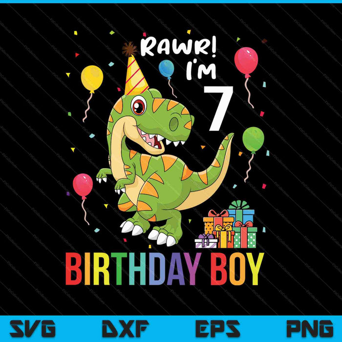 Kids 7 Year Old Shirt 7th Birthday Boy T Rex Dinosaur SVG PNG Cutting Printable Files Kids 7 Year Old Shirt 7th Birthday Boy T Rex Dinosaur SVG PNG Cutting Printable Files