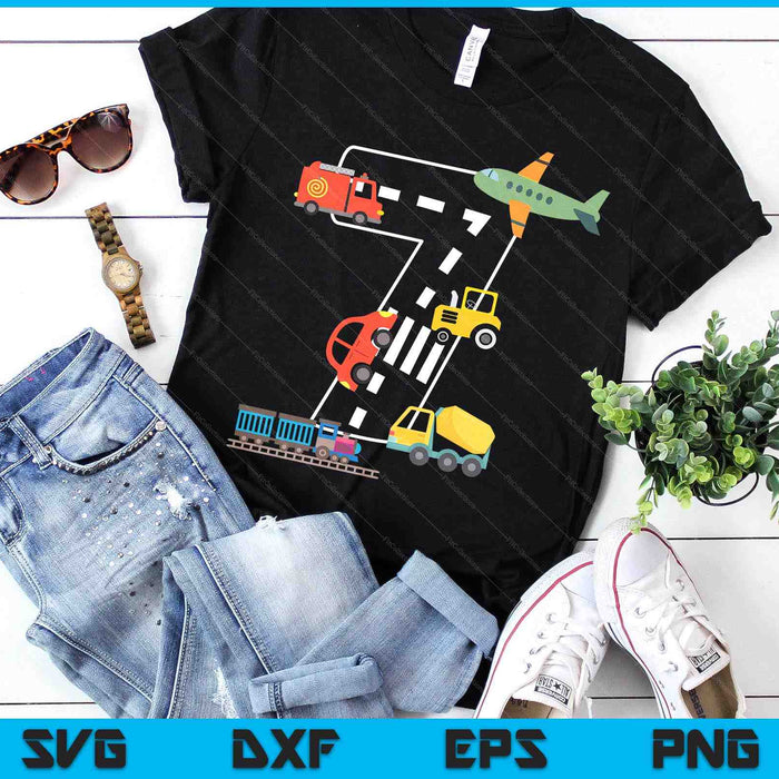 Kids 7 Year Old Transportation Birthday Car Train Plane 7th SVG PNG Digital Printable Files Kids 7 Year Old Transportation Birthday Car Train Plane 7th SVG PNG Digital Printable Files