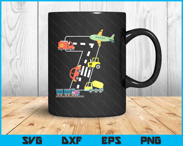 Kids 7 Year Old Transportation Birthday Car Train Plane 7th SVG PNG Digital Printable Files Kids 7 Year Old Transportation Birthday Car Train Plane 7th SVG PNG Digital Printable Files