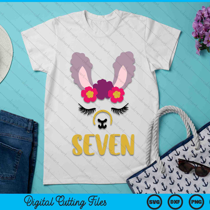 Kids 7 Years Old Seven Funny Llama SVG PNG Digital Cutting Files Kids 7 Years Old Seven Funny Llama SVG PNG Digital Cutting Files