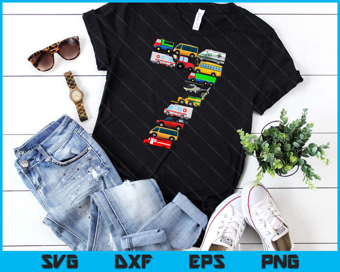 Kids 7th Birthday For Boys Cars Vehicles Fire Truck Airplane SVG PNG Digital Printable Files Kids 7th Birthday For Boys Cars Vehicles Fire Truck Airplane SVG PNG Digital Printable Files