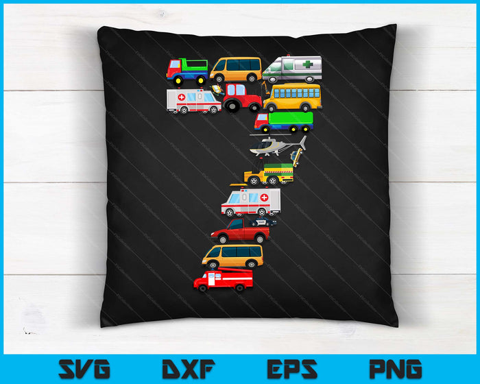 Kids 7th Birthday For Boys Cars Vehicles Fire Truck Airplane SVG PNG Digital Printable Files Kids 7th Birthday For Boys Cars Vehicles Fire Truck Airplane SVG PNG Digital Printable Files