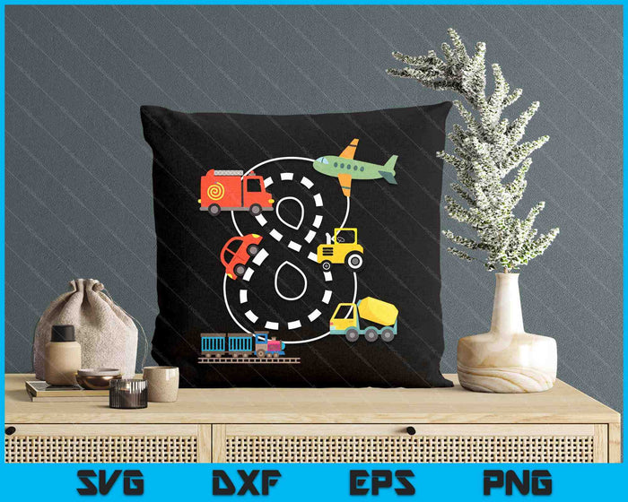 Kids 8 Year Old Transportation Birthday Car Train Plane 8th SVG PNG Digital Printable Files Kids 8 Year Old Transportation Birthday Car Train Plane 8th SVG PNG Digital Printable Files