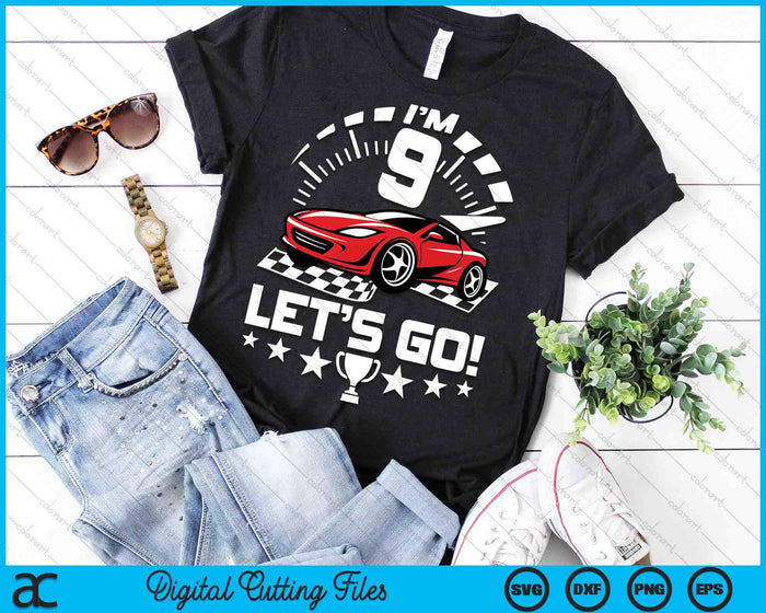 Kids 9 Year Old Race Car 9th Birthday Racing Racecar SVG PNG Digital Printable Files Kids 9 Year Old Race Car 9th Birthday Racing Racecar SVG PNG Digital Printable Files