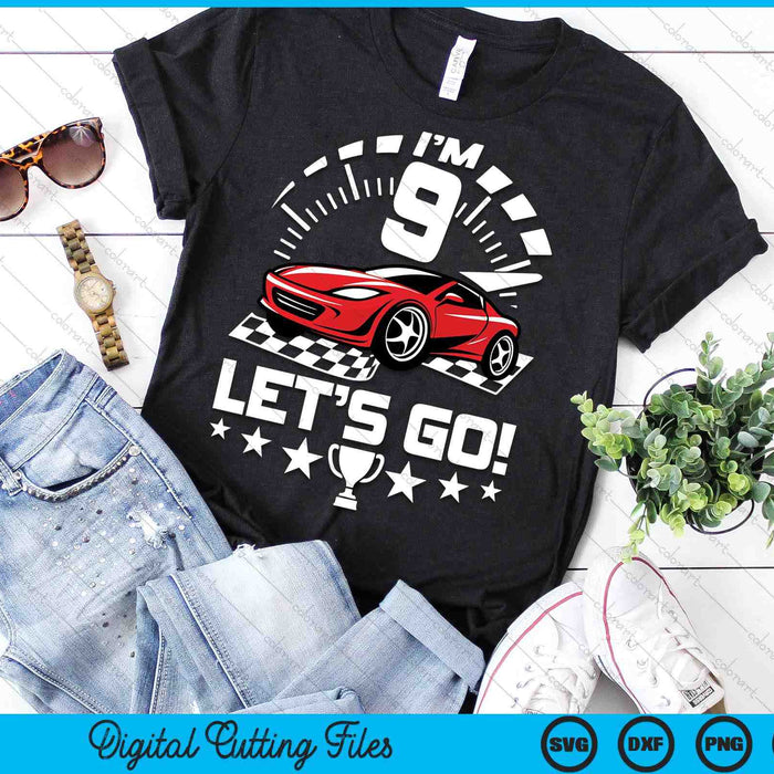 Kids 9 Year Old Race Car 9th Birthday Racing Racecar SVG PNG Digital Printable Files Kids 9 Year Old Race Car 9th Birthday Racing Racecar SVG PNG Digital Printable Files