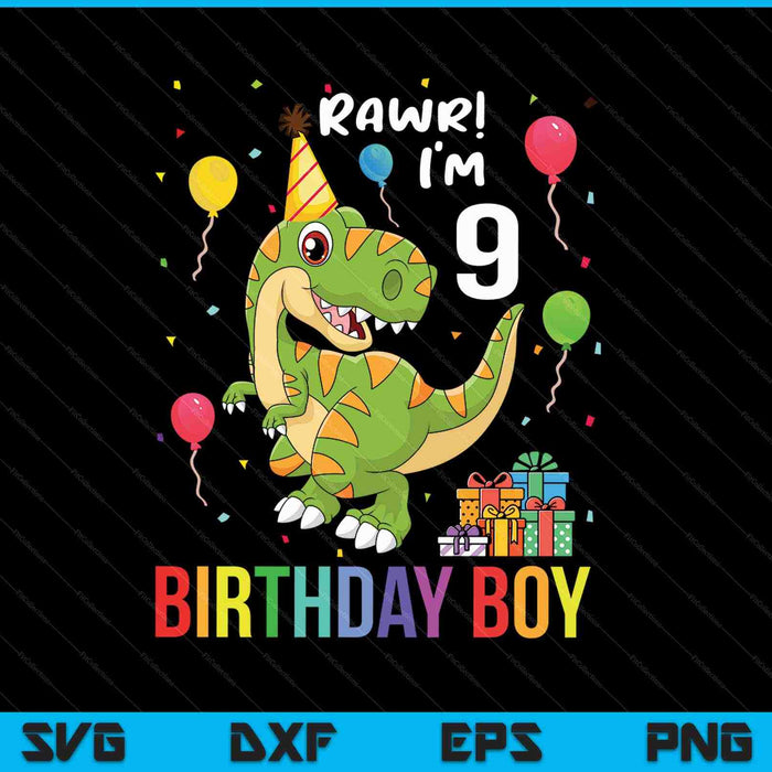 Kids 9 Year Old Shirt 9th Birthday Boy T Rex Dinosaur SVG PNG Cutting Printable Files Kids 9 Year Old Shirt 9th Birthday Boy T Rex Dinosaur SVG PNG Cutting Printable Files
