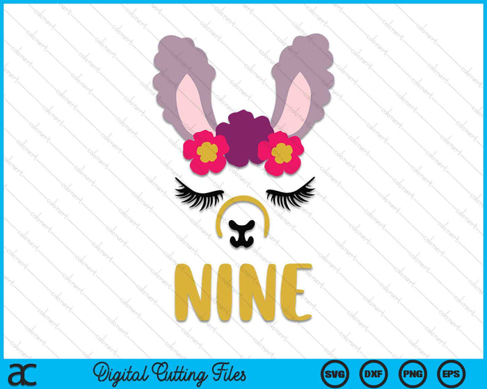 Kids 9 Years Old Nine Funny Llama SVG PNG Digital Cutting Files Kids 9 Years Old Nine Funny Llama SVG PNG Digital Cutting Files
