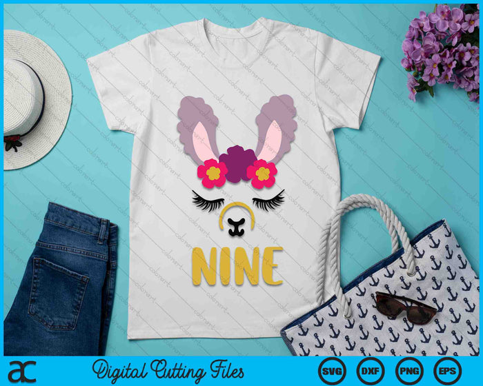 Kids 9 Years Old Nine Funny Llama SVG PNG Digital Cutting Files Kids 9 Years Old Nine Funny Llama SVG PNG Digital Cutting Files