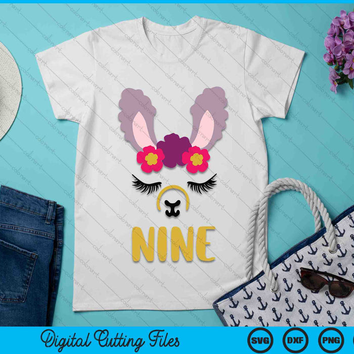 Kids 9 Years Old Nine Funny Llama SVG PNG Digital Cutting Files Kids 9 Years Old Nine Funny Llama SVG PNG Digital Cutting Files