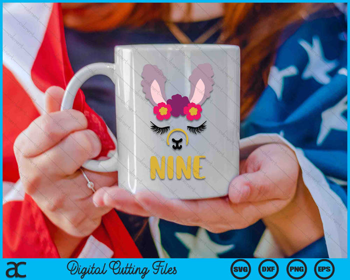 Kids 9 Years Old Nine Funny Llama SVG PNG Digital Cutting Files Kids 9 Years Old Nine Funny Llama SVG PNG Digital Cutting Files