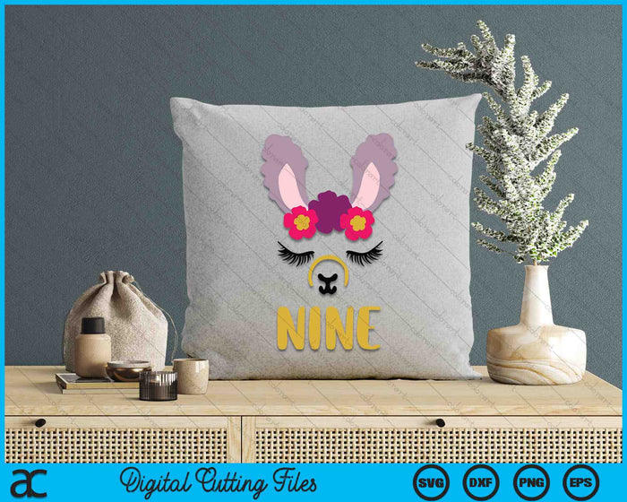 Kids 9 Years Old Nine Funny Llama SVG PNG Digital Cutting Files Kids 9 Years Old Nine Funny Llama SVG PNG Digital Cutting Files