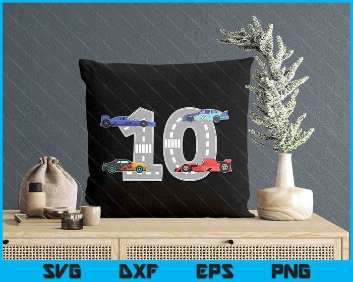Kids Birthday Party Boy 10 Ten Race Car 10th Driver Racing Car SVG PNG Digital Printable Files Kids Birthday Party Boy 10 Ten Race Car 10th Driver Racing Car SVG PNG Digital Printable Files