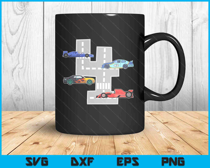 Kids Birthday Party Boy 4 Four Race Car 4th Driver Racing Car SVG PNG Digital Printable Files Kids Birthday Party Boy 4 Four Race Car 4th Driver Racing Car SVG PNG Digital Printable Files
