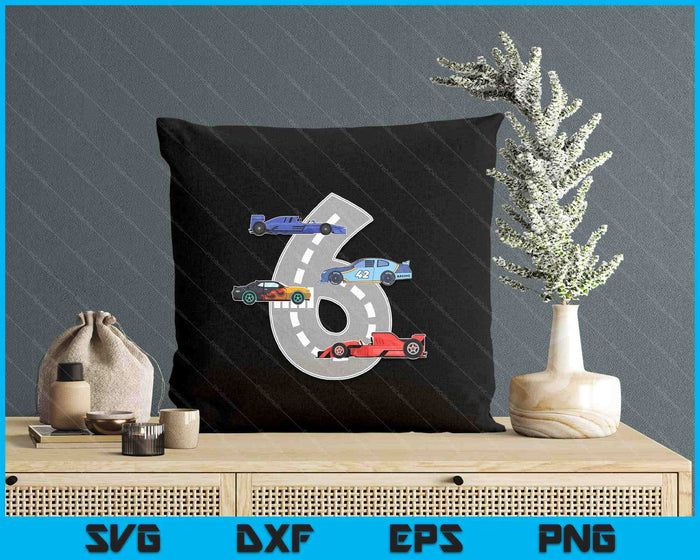 Kids Birthday Party Boy 6 Six Race Car 6th Driver Racing Car SVG PNG Digital Printable Files Kids Birthday Party Boy 6 Six Race Car 6th Driver Racing Car SVG PNG Digital Printable Files