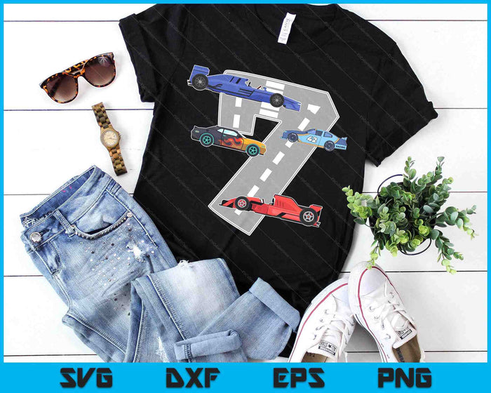 Kids Birthday Party Boy 7 Seven Race Car 7th Driver Racing Car SVG PNG Digital Printable Files Kids Birthday Party Boy 7 Seven Race Car 7th Driver Racing Car SVG PNG Digital Printable Files