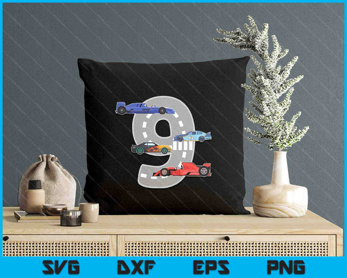 Kids Birthday Party Boy 9 Nine Race Car 9th Driver Racing Car SVG PNG Digital Printable Files Kids Birthday Party Boy 9 Nine Race Car 9th Driver Racing Car SVG PNG Digital Printable Files