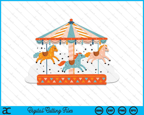 Kids Carousel Carnival Circus Pony Ride SVG PNG Digital Cutting Files