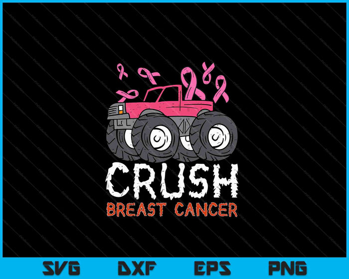 Kids Crush Breast Cancer Awareness Monster Truck SVG PNG Digital Cutting Files