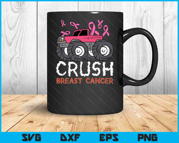 Kids Crush Breast Cancer Awareness Monster Truck SVG PNG Digital Cutting Files