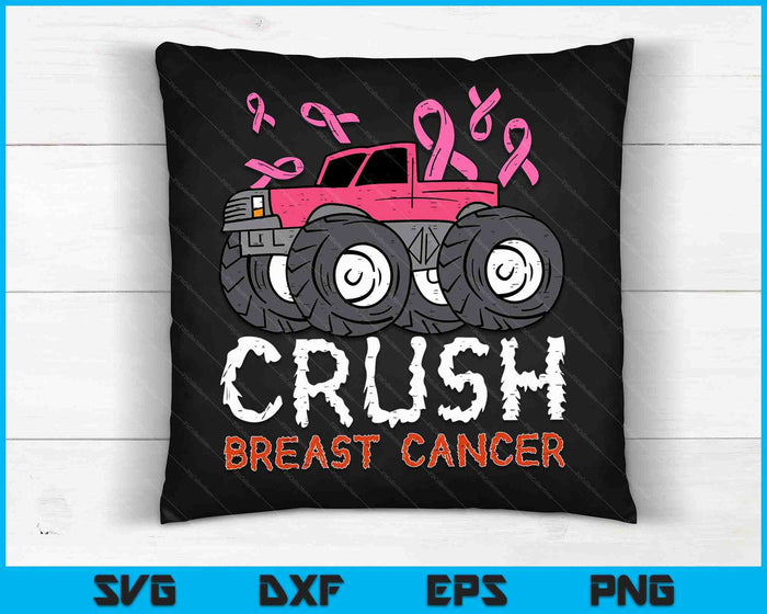 Kids Crush Breast Cancer Awareness Monster Truck SVG PNG Digital Cutting Files