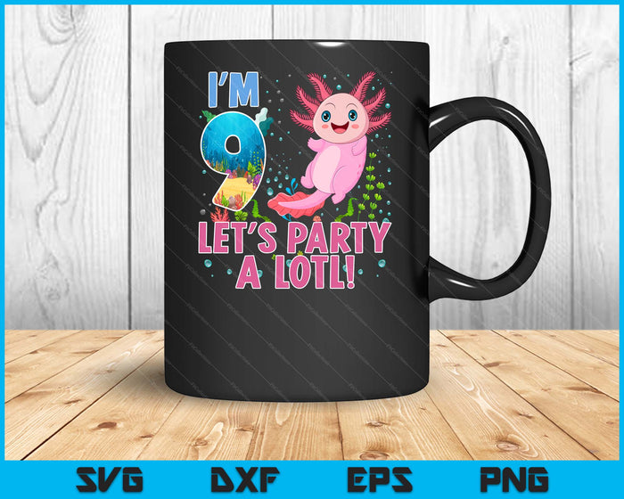 Kids Cute Axolotl Motif 9 year old Axolotl Lover 9th Birthday SVG PNG Digital Printable Files Kids Cute Axolotl Motif 9 year old Axolotl Lover 9th Birthday SVG PNG Digital Printable Files