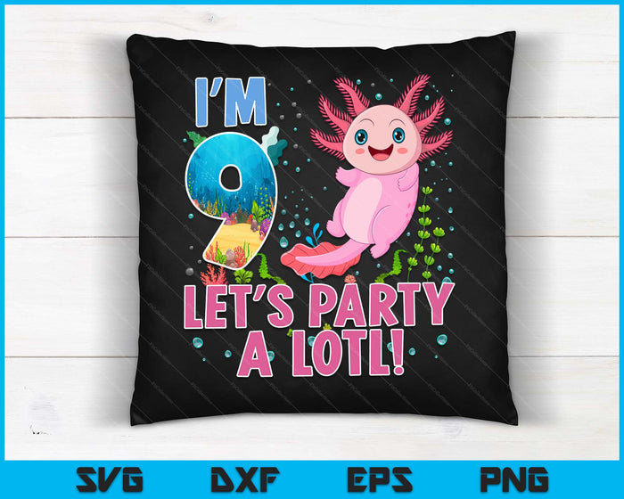 Kids Cute Axolotl Motif 9 year old Axolotl Lover 9th Birthday SVG PNG Digital Printable Files Kids Cute Axolotl Motif 9 year old Axolotl Lover 9th Birthday SVG PNG Digital Printable Files