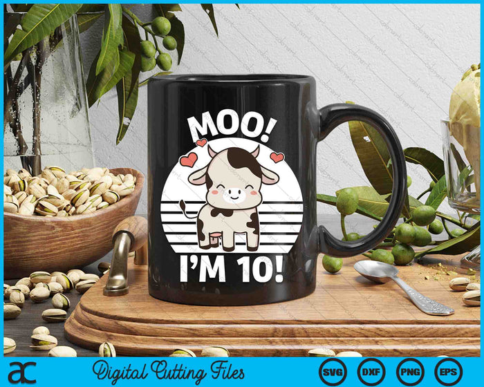 Kids Farm Outfit 10th Birthday Moo I'm 10! SVG PNG Digital Printable Files Kids Farm Outfit 10th Birthday Moo I'm 10! SVG PNG Digital Printable Files