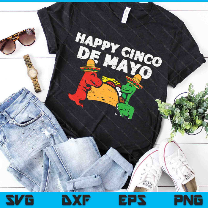 Kids Happy Cinco De Mayo Dinos Taco Mexican Kids Toddler Boys SVG PNG Digital Cutting Files