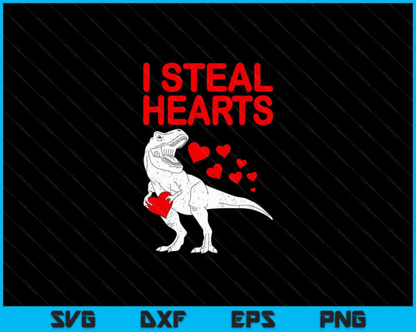 Kids I Steal Hearts T Rex Dino Valentines Day Toddler Boys Kids SVG PNG Digital Printable Files