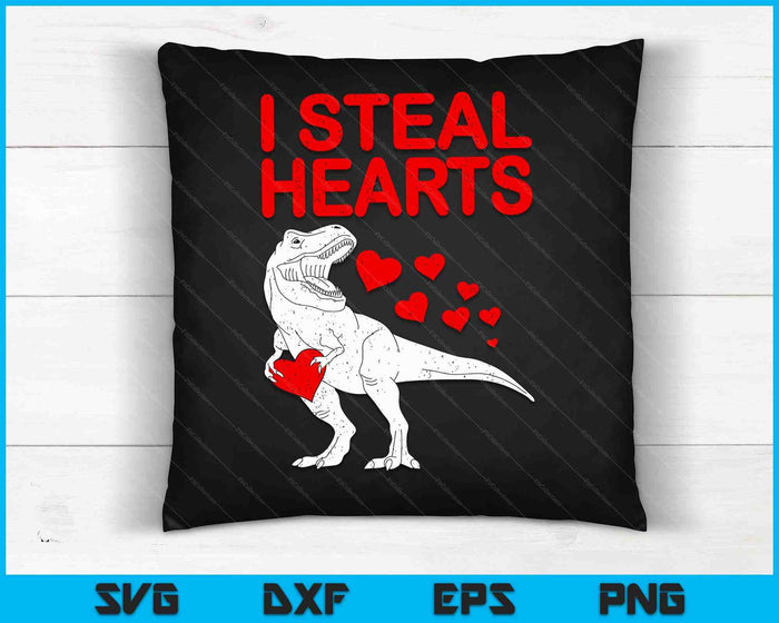 Kids I Steal Hearts T Rex Dino Valentines Day Toddler Boys Kids SVG PNG Digital Printable Files