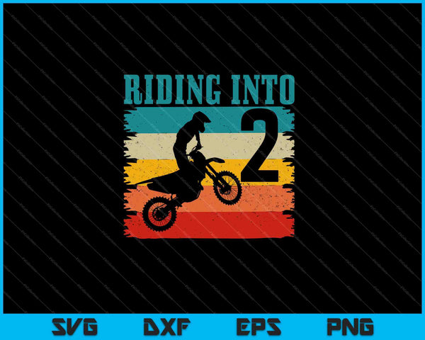 Kids Riding Into 2nd Birthday Dirt Bike Enduro SVG PNG Cutting Printable Files