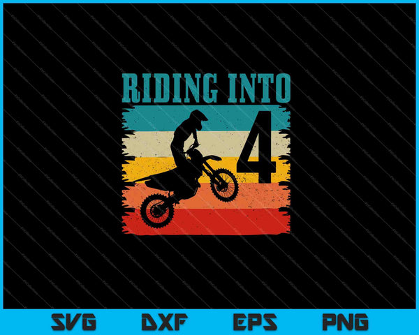 Kids Riding Into 4th Birthday Dirt Bike Enduro SVG PNG Cutting Printable Files