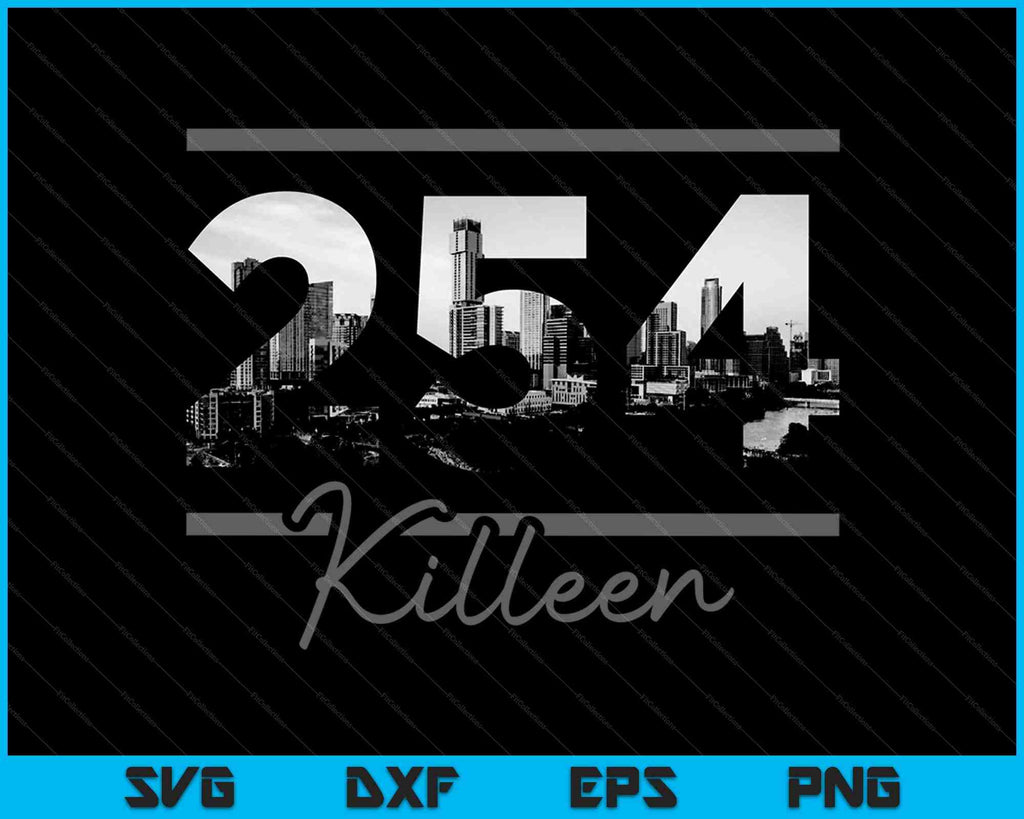 Killeen 254 Area Code Skyline Texas Vintage SVG PNG Files creativeusarts