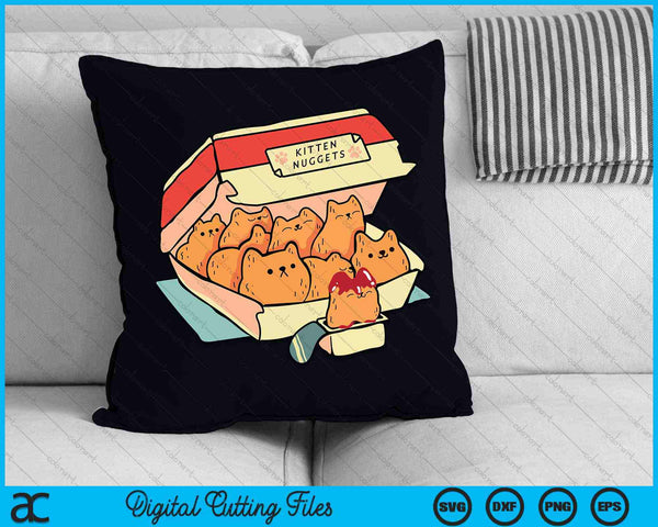 Kitten Nuggets Comida rápida Gato y pollo Nugget Amante Cita SVG PNG Cortar archivos imprimibles
