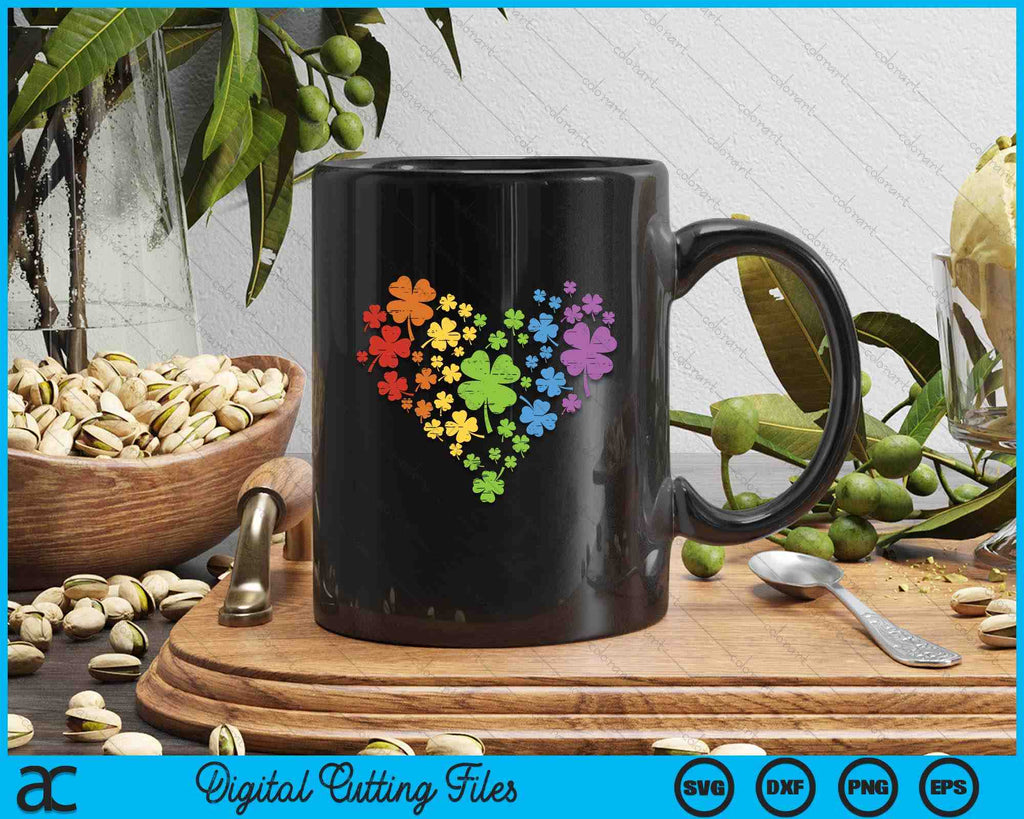 LGBT Shamrock Heart Rainbow St Patricks Day Gay Pride SVG PNG Files ...
