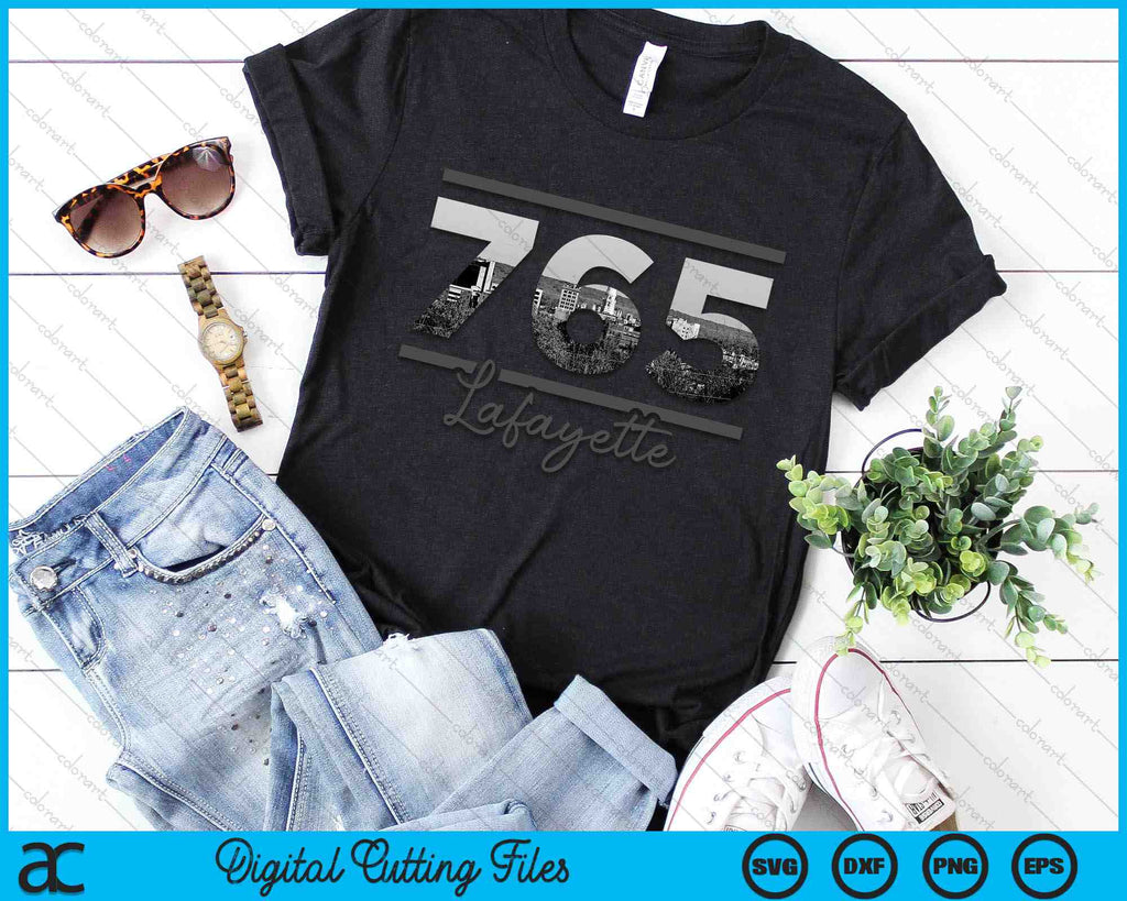 Lafayette 765 Area Code Skyline Indiana Vintage SVG PNG Cutting Files ...