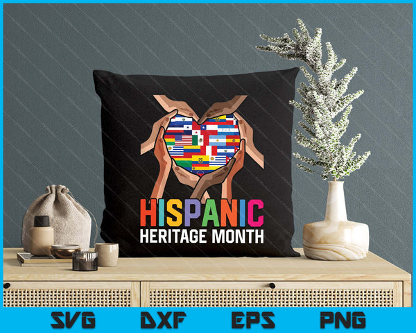 Latin Countries Hands Heart Flags Hispanic Heritage Month SVG PNG Digital Printable Files