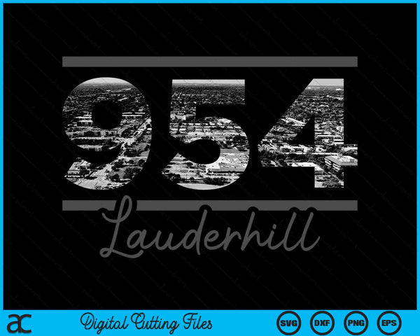 Lauderhill 954 Area Code Skyline Florida Vintage SVG PNG Digital Cutting Files