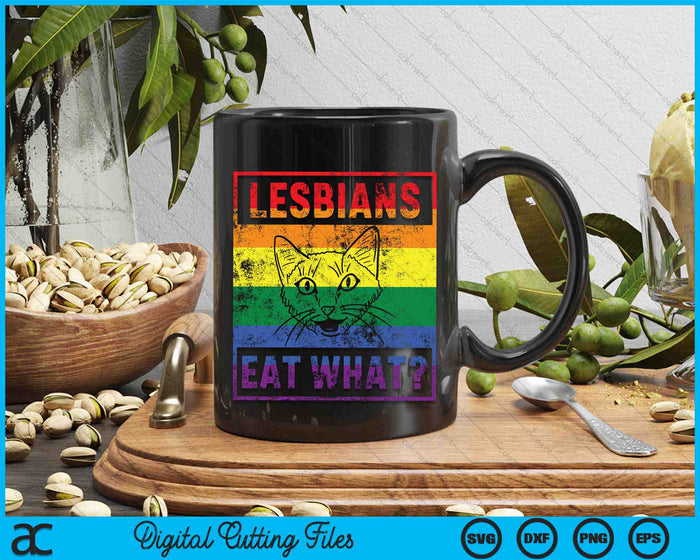 Lesbians Eat What Cat Humor Pun LGBTQ Pride Flag SVG PNG Digital Cutting Files