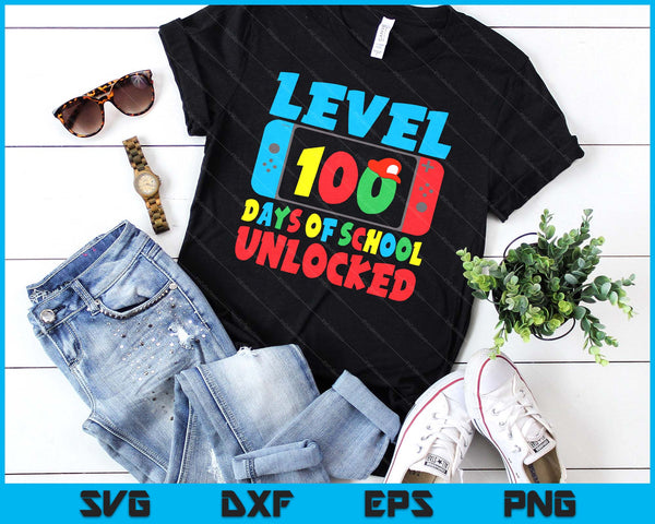 Level 100 Days Of School Unlocked Video Games Boys Gamer SVG PNG Digital Cutting Files