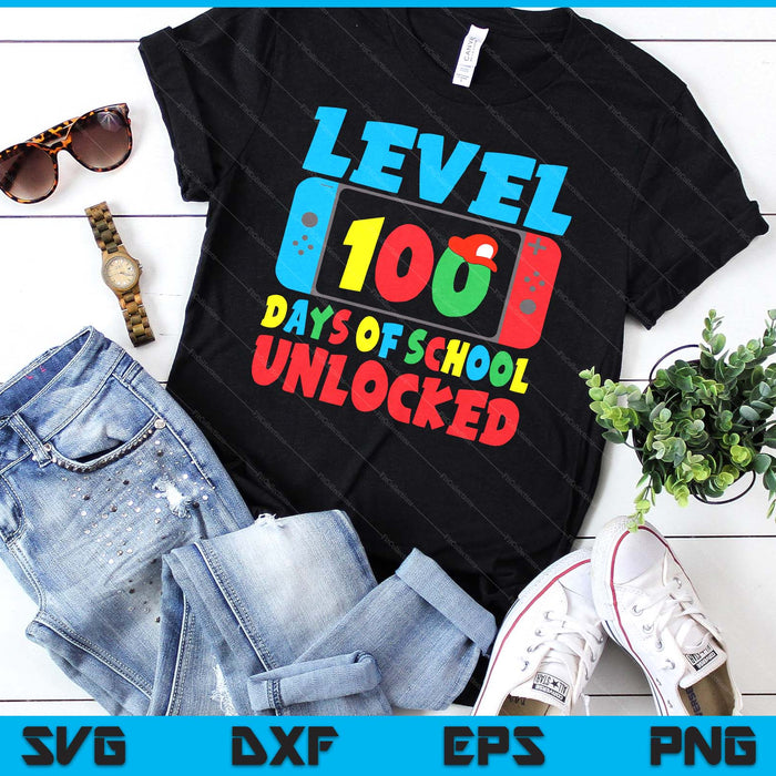 Level 100 Days Of School Unlocked Video Games Boys Gamer SVG PNG Digital Cutting Files