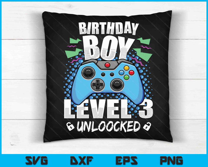 Level 3 Unlocked Video Game 3rd Birthday Gamer SVG PNG Digital Cutting Files