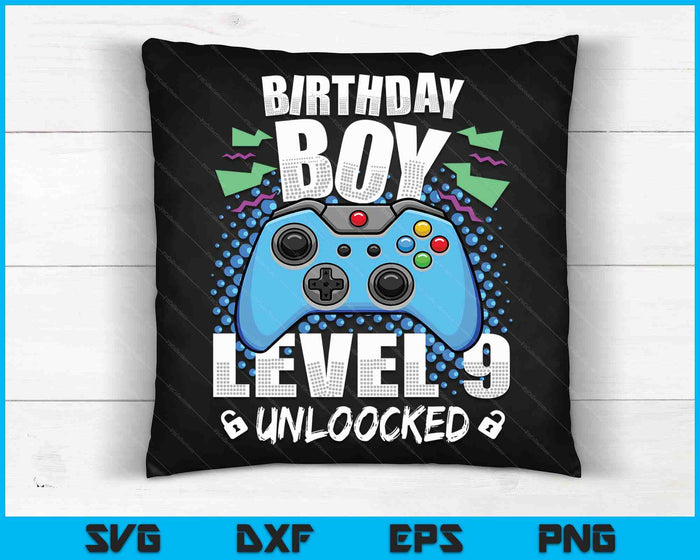 Level 9 Unlocked Video Game 9th Birthday Gamer SVG PNG Digital Cutting Files